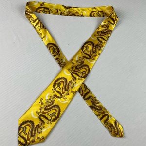 Xiongdi Golden Chinese Dragon Handmade Tie